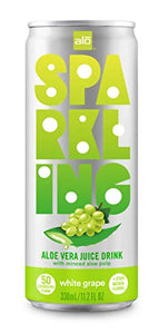 ALO Sparkling White Grape Carbonated Aloe Vera Juice Drink | 11.2 fl oz, Pack of 6