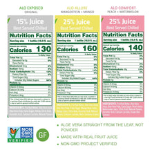 Load image into Gallery viewer, ALO Aloe Vera Juice | 16.9 fl oz, Pack of 12 | 3-Flavor Variety Pack | ALLURE, COMFORT, EXPOSED Plant-Based Drink
