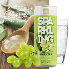 Load image into Gallery viewer, ALO Sparkling White Grape Carbonated Aloe Vera Juice Drink | 330ml, Pack of 12