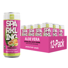 Load image into Gallery viewer, ALO Sparkling Passion Fruit &amp; Peach Carbonated Aloe Vera Juice Drink | 330 ml, Pack of 12
